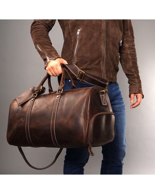 Touri Brown Leather Over-Night With Shoe Storage for men