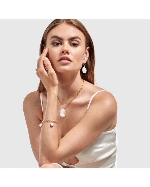 Ora Pearls Metallic Aetia Flat Baroque Pearl Chain Necklace