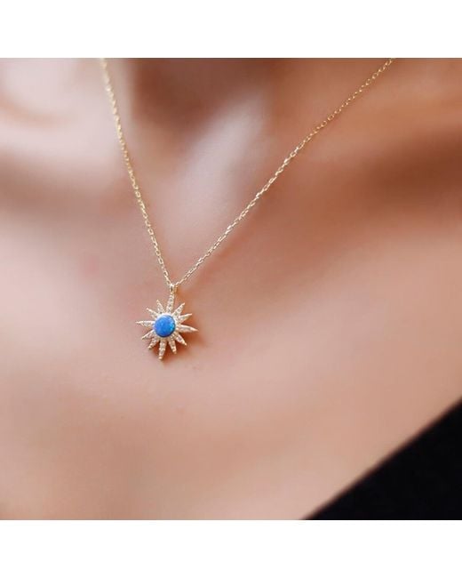 Spero London Metallic Opal Sun Sterling Necklace & Earring Set