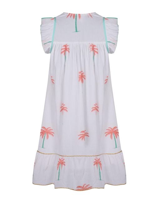 La Mandarine White Summer Dress, Floaty Cotton Summer Midi Dress With Pockets Palmeraie