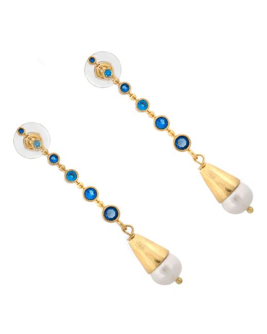 Ebru Jewelry Metallic Mystic Sky Topaz & Pearl Drop Earrings