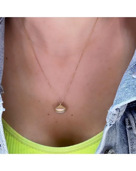 Ecce | Artisan Diamonds Metallic Solid 14Ct Seashell Diamond Necklace