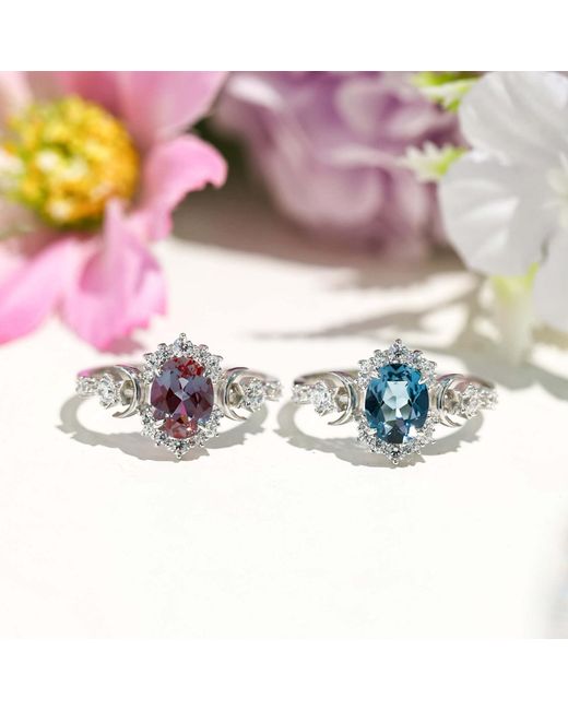 Azura Jewelry New York Blue Galactic Oval Cut London Topaz Ring Vermeil