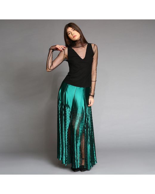 Silvia Serban Black Textured Tulle Turtleneck Top