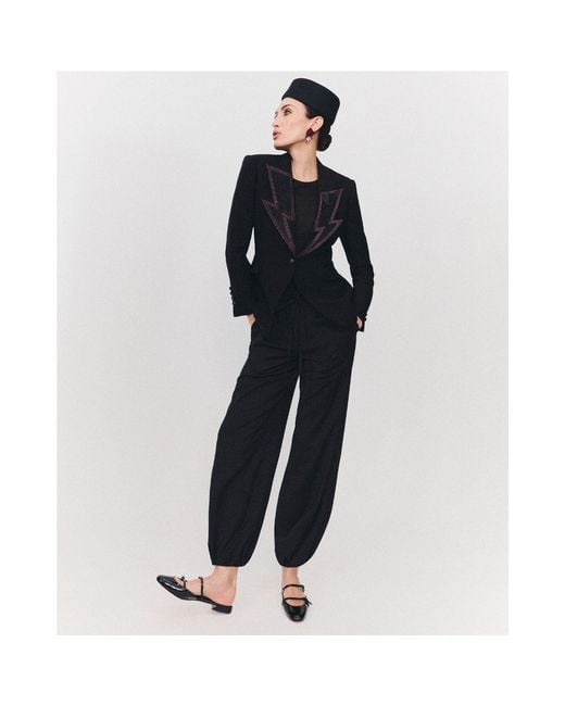 The Extreme Collection Black Embellished Tailored Blazer With Metallic Details
