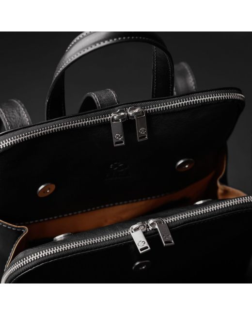 Time Resistance Black Convertible Leather Backpack Shoulder Bag
