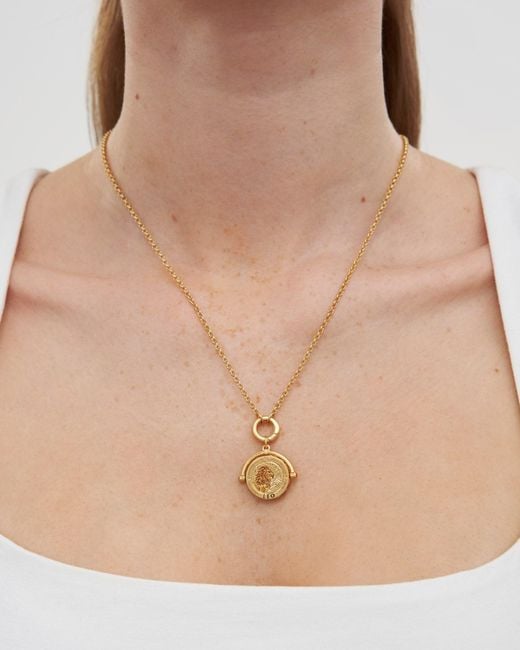 Fable England Metallic Leo Zodiac Spinner Necklace