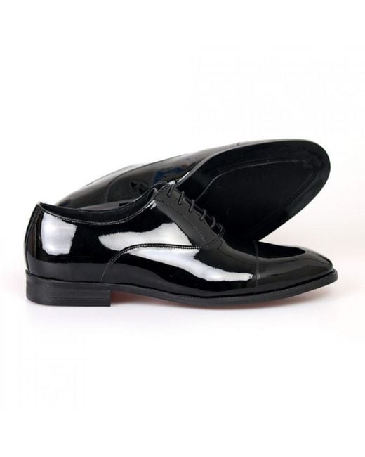 DAVID WEJ Black Frederick Patent Oxford Dress Shoe for men