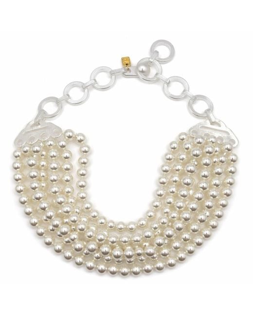Michael Nash Jewelry Metallic Juliette Multi Strand Pearl Resin Necklace