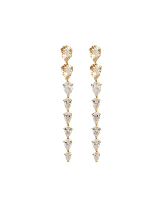 SALLY SKOUFIS Metallic Pure Drop Earrings With Rutile & Made Cz Diamond Stimulant