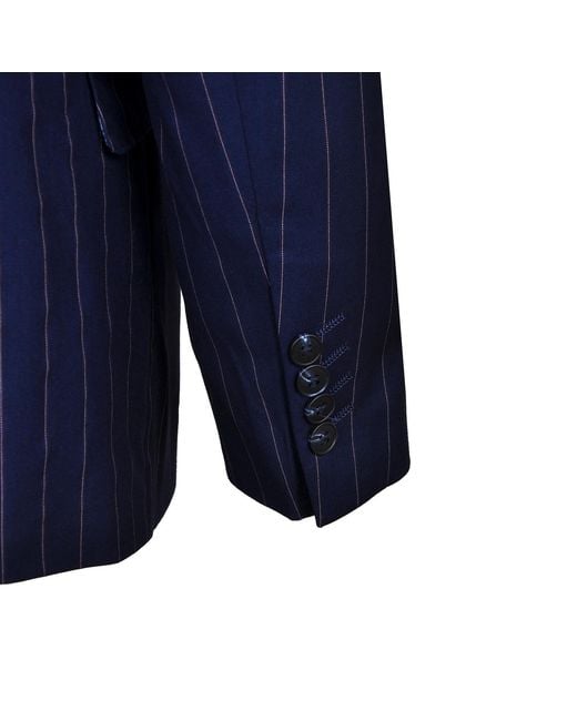 DAVID WEJ Blue Aldo Double Breasted Chalk Stripe Suit for men