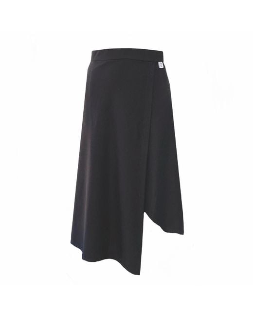 Frock Tales Gray Lotus Midi Skirt With Asymmetric Hem And Wrap