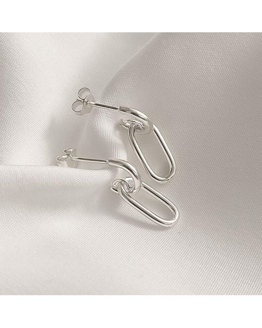 Cote Cache Metallic Oval Chain Link Drop Earrings