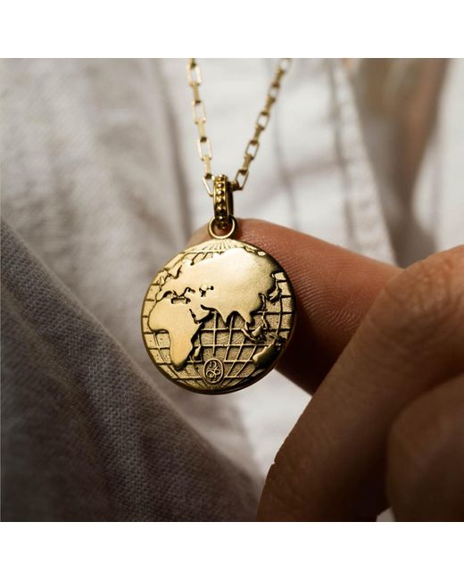 Dower & Hall Metallic One World Talisman Necklace In Vermeil for men