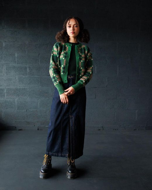 Mabli Green Carthen Neat Cotton Cardigan