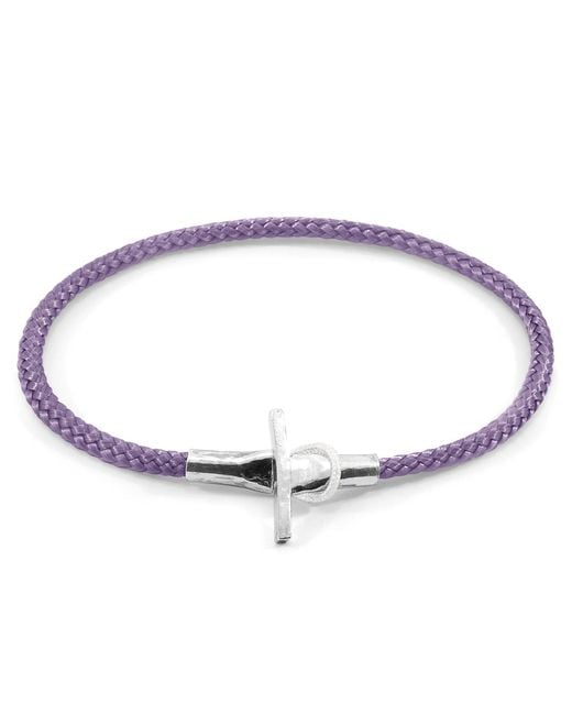 Anchor and Crew Metallic Lilac Cambridge & Rope Bracelet
