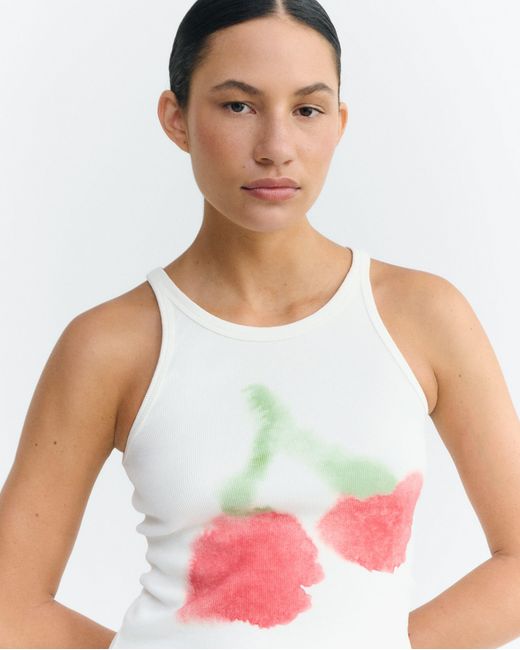 Thinking Mu White Halter Blurry Cherry Halter Top Harriet