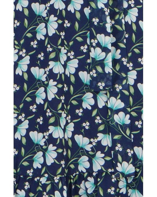 Yumi' Blue Floral Skater Wrap Dress