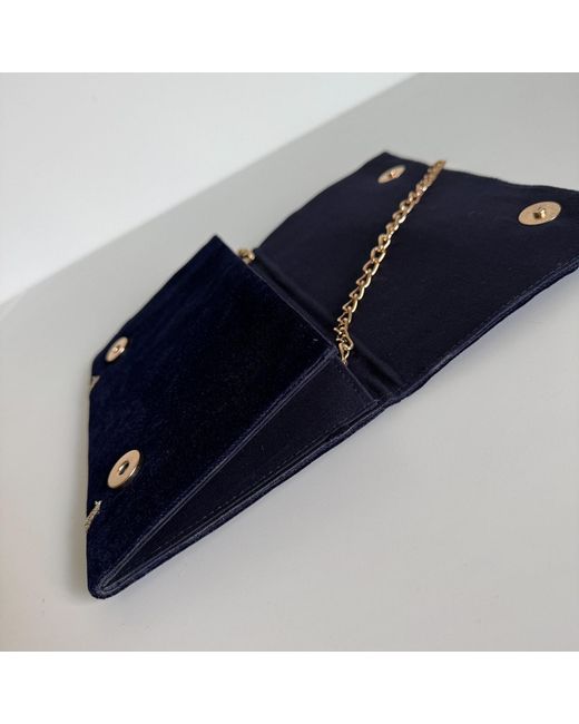 Pick Happy Blue Velvet Mini Clutch Bag With Beaded Palm Trees