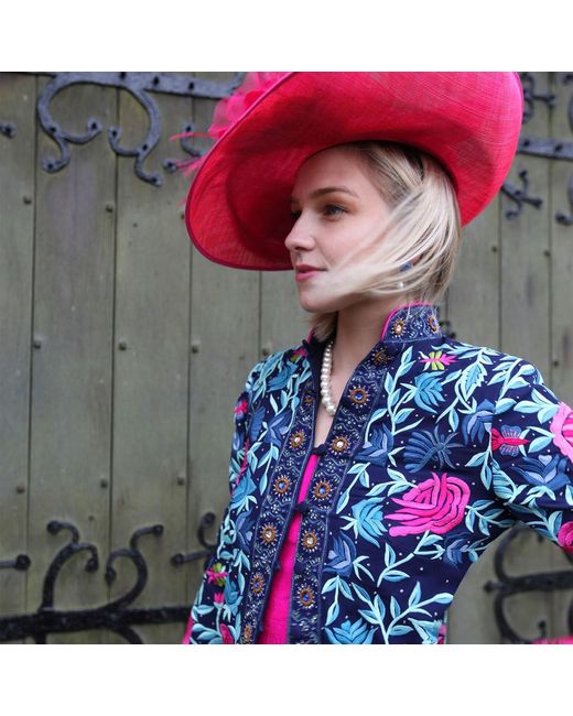 Beatrice von Tresckow Blue Rosenspot Embroidered Silk Georgette Jacket