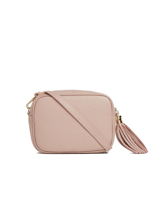 Betsy & Floss Pink Verona Crossbody Tassel Blush Bag With Dark Leopard Strap