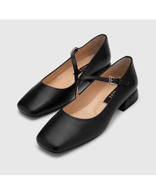 Ilvi Black Ceiba Leather Ballerina