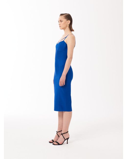 Sour Figs Blue Split Strap Bustier Bandage Midi Dress