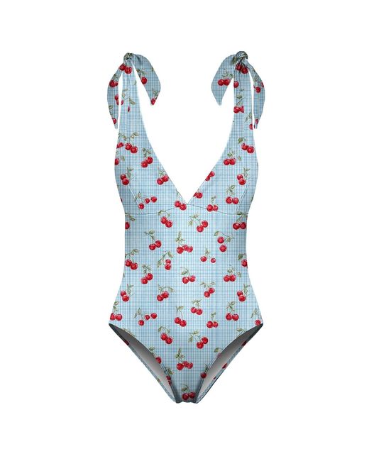 Aloha From Deer Blue Cherry Bomb One Piece Swimsuit