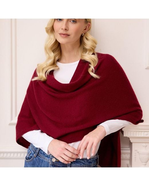 Cove Red Lucy Aubergine Multi Way Cashmere Wrap