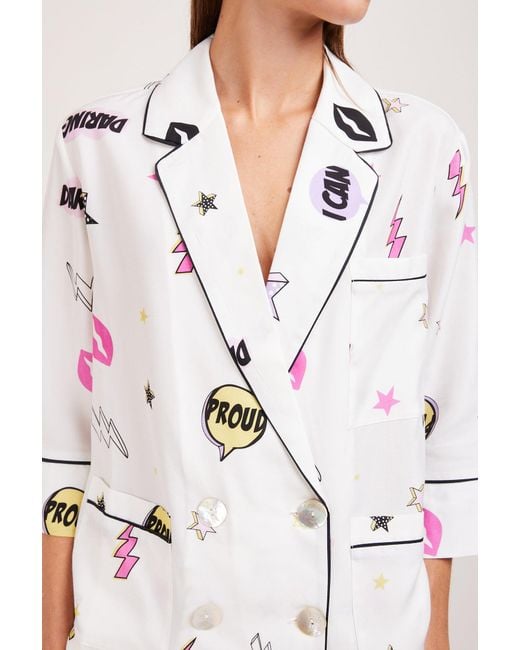 Favette White Fragike Like A Bomb Pajama Set