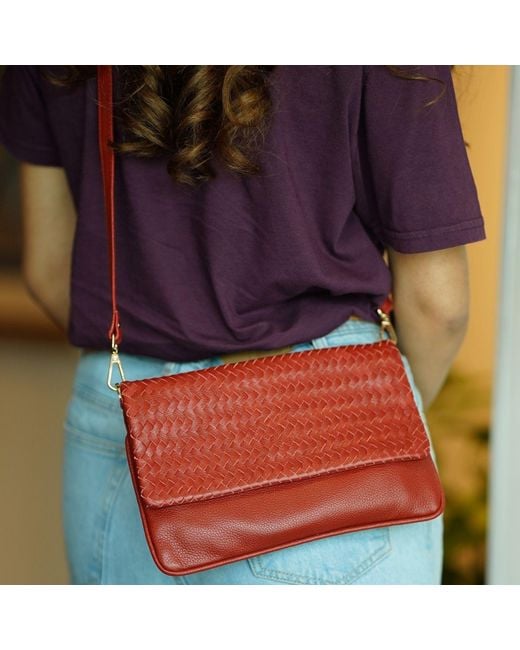 Hides Leather Co. Red Handcrafted Leather Crossbody Charm, Adjustable Wristlet For Phone, Passport & Essentials