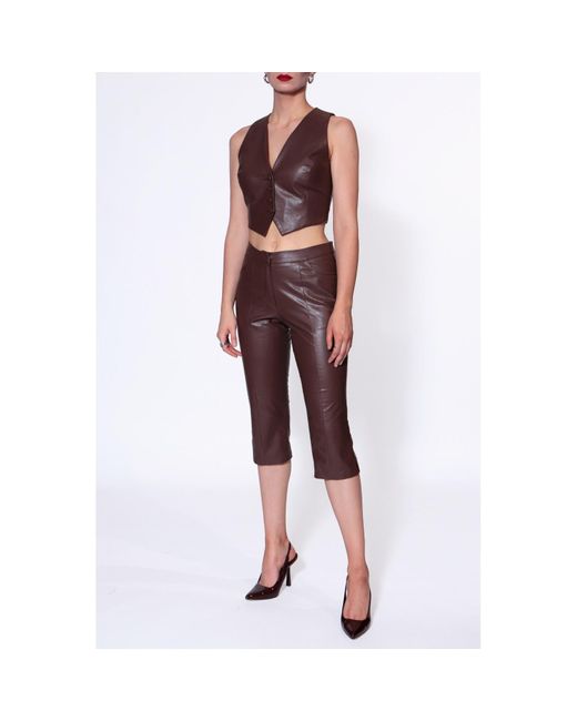 AGGI by HALEWSKI Brown Capri Dakota Chocolate Below Knee Length Pants