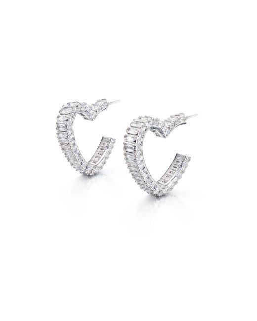 Maison De Gala Metallic Tone Pavé Crystal Hoop Earrings
