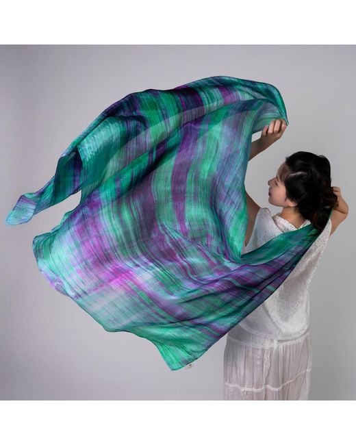 Silk and Bears Green Emerald & Brushstroke Silk Scarf – Hand-Dyed Mulberry Silk