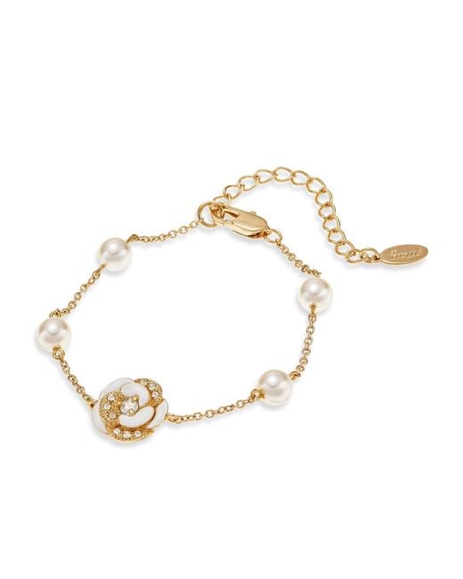 Grosse Metallic Crystal & Pearls Bracelet, Series Blanc Camelia