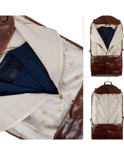 Time Resistance Brown Leather Garment Bag for men
