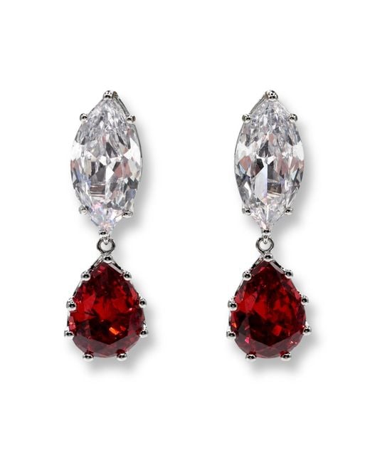 Michael Nash Jewelry Red Nicole Marquise And Ruby Pear Shape Diamond Cubic Zirconium Clip On Earrings