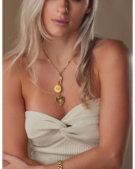 Adriana Pappas Designs Metallic Golden Rays Drop Necklace