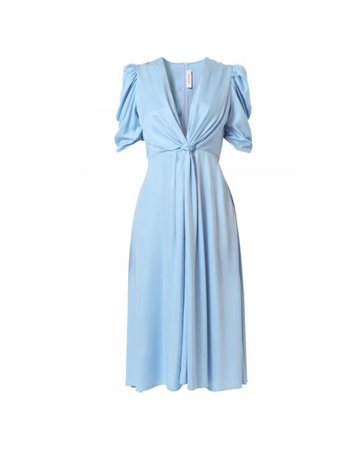 AGGI by HALEWSKI Blue Alta Satin Midi Cocktail Dress