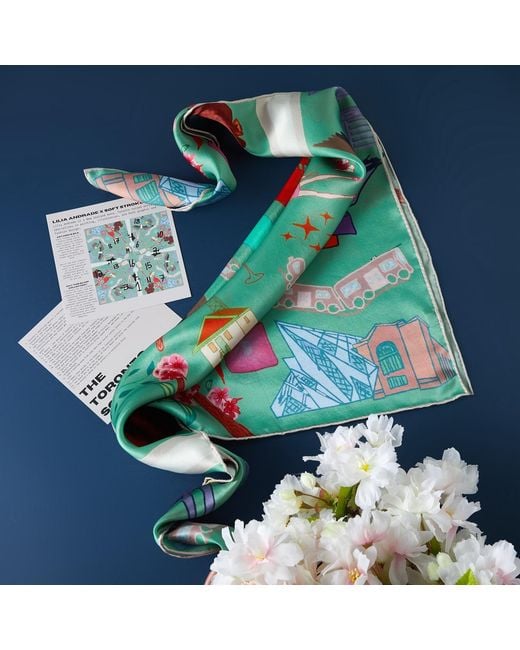 Soft Strokes Silk Green Toronto Pure Silk Large Square Scarf