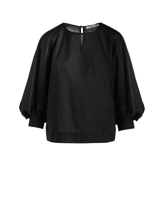 Conquista Black Top With Bishop Sleeves