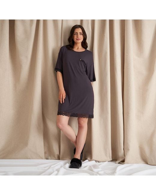 Pretty You London Black Bamboo Lace Tee Dress