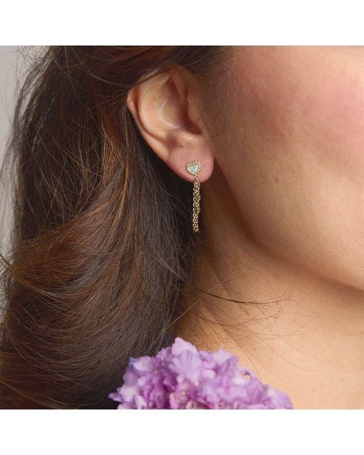 KAMARIA Blue Heart Chain Stud Earrings With Crystals