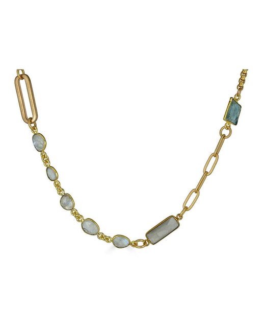 Loni Paul Jewelry Metallic Moonstone, Aquamarine & Pearl Short Necklace