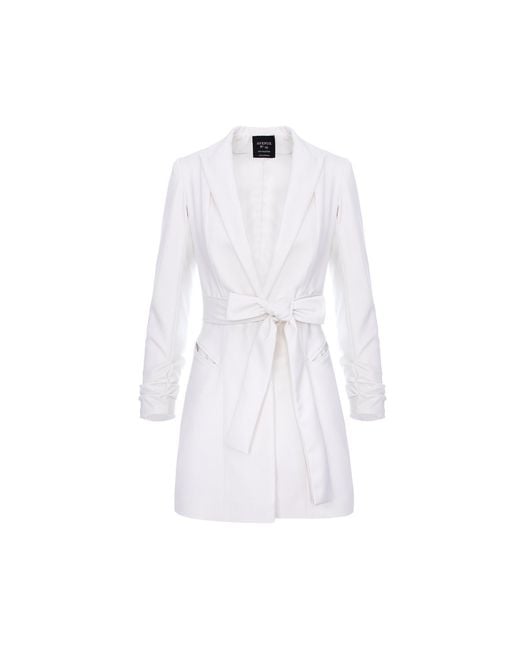 AVENUE No.29 White Single Breasted Wool Blazer With