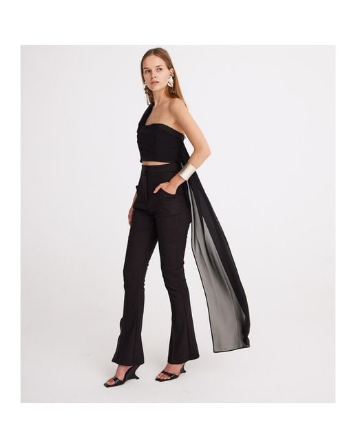 Mirimalist Black Chiffon Draped Bustier
