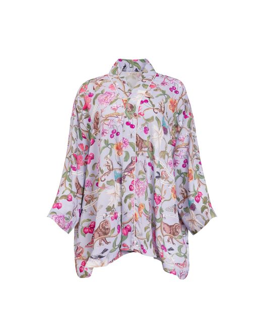 Fable England Purple Tree Of Life Vintage Short Kimono