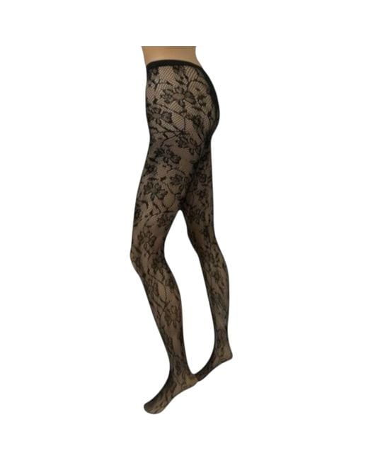 HIGH HEEL JUNGLE by KATHRYN EISMAN Black Venise Lace Fishnet Tights