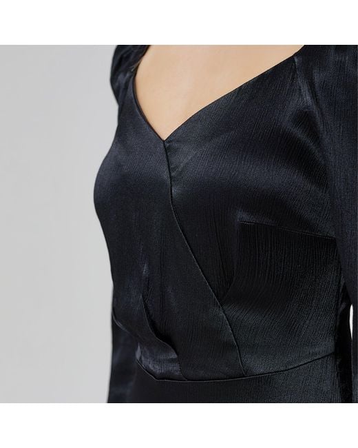 Smart and Joy Black Heart Cleavage Satin Dress