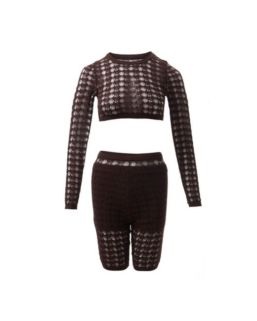 Fully Fashioning Brown Kim Crochet Cropped Top